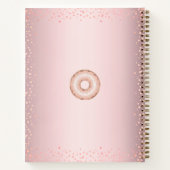 Roze rose goud glitter donuts naam moderne girly notitieboek (Achterkant)