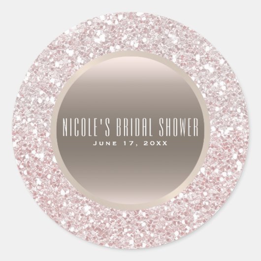 Roze Rose Goud Glitter Glam Elegante bruiloft guns Ronde Sticker (Voorkant)