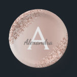 Roze Rose Goud Glitter & Sparkle Monogram Verjaard Papieren Bordje<br><div class="desc">Blush Pink - Roos Gold Faux Ombre Glitter en Sparkle Elegant Verjaardag of vrijgezellenfeest Chic Luxe Borden. Deze Wedding, Vrijgezellenfeest of Sweet 16 (Sixteen), 1e, 13e, 15e, 16e, 18e, 21e, 30e, 40e, 50e, 60e, 70e, 80e, 90e of 100e Women's Birthday Party Borden kunnen worden aangepast om uw initiaal en voornaam...</div>