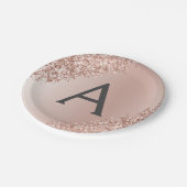 Roze Rose Goud Glitter & Sparkle Monogram Verjaard Papieren Bordje (Gekanteld)