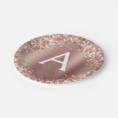 Roze Rose Goud Glitter & Sparkle Monogram Verjaard Papieren Bordje (Gekanteld)