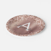 Roze Rose Goud Glitter & Sparkle Monogram Verjaard Papieren Bordje (Gekanteld)