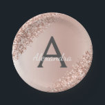 Roze Rose Goud Glitter & Sparkle Monogram Verjaard Papieren Bordje<br><div class="desc">Blush Pink - Roos Gold Faux Ombre Glitter en Sparkle Elegant Verjaardag of vrijgezellenfeest Chic Luxe Borden. Deze Wedding, Vrijgezellenfeest of Sweet 16 (Sixteen), 1e, 13e, 15e, 16e, 18e, 21e, 30e, 40e, 50e, 60e, 70e, 80e, 90e of 100e Women's Birthday Party Borden kunnen worden aangepast om uw initiaal en voornaam...</div>