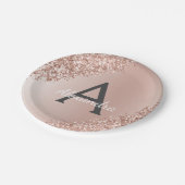 Roze Rose Goud Glitter & Sparkle Monogram Verjaard Papieren Bordje (Gekanteld)