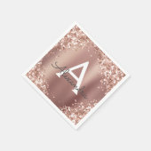 Roze Rose Goud Glitter & Sparkle Monogram Verjaard Servet (Hoek)