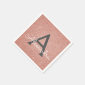 Roze Rose Goud Glitter & Sparkle Monogram Verjaard Servet (Hoek)
