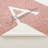 Roze Rose Goud Glitter & Sparkle Monogram Verjaard Sherpa Deken (3/4)