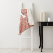 Roze Rose Goud Glitter & Sparkle Monogram Verjaard Sherpa Deken (In situ)
