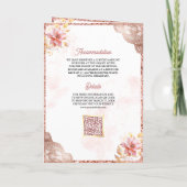 Roze Rose Goud Kant Bloemen Indiase Peacock Bruilo (Achterkant)