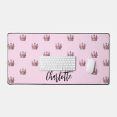 Roze rose goud koningin kroon naam meisje bureaumat (Keyboard & Muis)