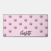 Roze rose goud koningin kroon naam meisje bureaumat (Voorkant)