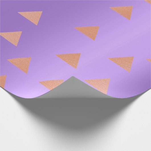 Roze Rose Goud Koper Geometrie Driehoeken Paars Cadeaupapier (Hoek)
