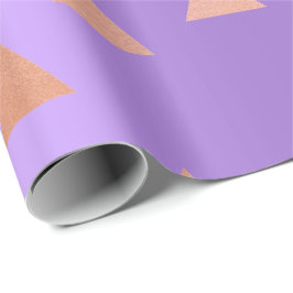 Roze Rose Goud Koper Geometrie Driehoeken Paars Cadeaupapier