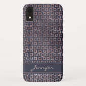 Roze Rose Goud Marine Blauw Geometrisch Vierkant P Case-Mate iPhone Case (Achterkant)