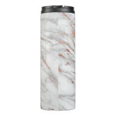 Roze Rose Goud Marmer Elegant Monogram Thermosbeker (Achterkant)