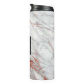 Roze Rose Goud Marmer Elegant Monogram Thermosbeker (Geroteerd rechts)