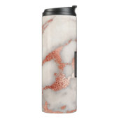 Roze Rose Goud Marmer Elegant Monogram Thermosbeker (Gedraaid links)