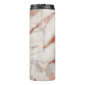 Roze Rose Goud Marmer Elegant Monogram Thermosbeker (Achterkant)