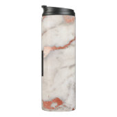 Roze Rose Goud Marmer Elegant Monogram Thermosbeker (Geroteerd rechts)