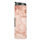 Roze Rose Goud Marmer Elegant Monogram Thermosbeker (Geroteerd rechts)