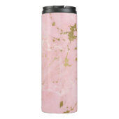 Roze Rose Goud Marmer Elegant Monogram Thermosbeker (Achterkant)