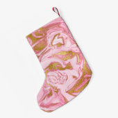 Roze Rose Goud Marmeren Glitter en Sparkle Monogra Kleine Kerstsok (Achterkant (Hangend))