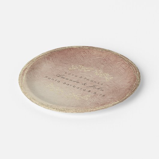 Roze Rose Goud Metallic Bloemenkrans Koper Blush Papieren Bordje (Gekanteld)