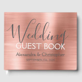 Roze Rose Goud Metallic Bruiloft Gastenboek (Voorkant)