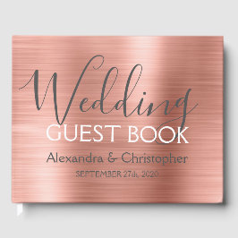 Roze Rose Goud Metallic Bruiloft Gastenboek