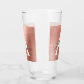 Roze Rose Goud Metallic Folie Monogram Huwelijk Glas (Links)
