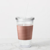 Roze Rose Goud Metallic Folie Monogram Verjaardag Acryl Drinkbeker (Achterkant)