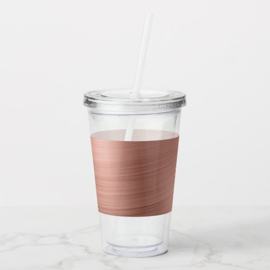 Roze Rose Goud Metallic Folie Monogram Verjaardag Acryl Drinkbeker (Achterkant)