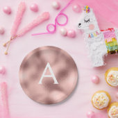 Roze Rose Goud Metallic Folie Monogram Verjaardag Papieren Bordje (Feest)