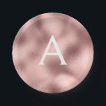 Roze Rose Goud Metallic Folie Monogram Verjaardag Papieren Bordje<br><div class="desc">Roze Rose Gold Faux Metallic Folie Elegante verjaardag of vrijgezellenfeest Borden. Deze Borden voor bruiloft,  Vrijgezellenfeest of verjaardagsfeest kunnen worden aangepast om uw initiaal en voornaam op te nemen. Neem contact op met de ontwerper voor aangepaste overeenkomende items.</div>