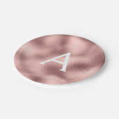 Roze Rose Goud Metallic Folie Monogram Verjaardag Papieren Bordje (Gekanteld)