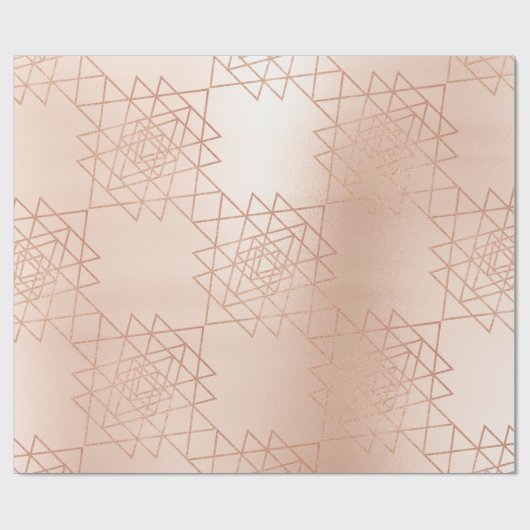 Roze Rose Goud Metallic Goud Zeshoek Geometrie Cadeaupapier (Vlak)