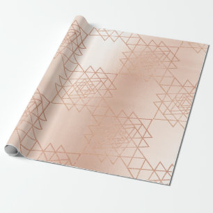 Roze Rose Goud Metallic Goud Zeshoek Geometrie Cadeaupapier