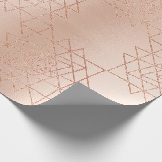 Roze Rose Goud Metallic Goud Zeshoek Geometrie Cadeaupapier (Hoek)