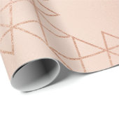 Roze Rose Goud Metallic Goud Zeshoek Geometrie Cadeaupapier (Rol Hoek)