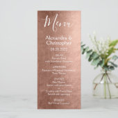 Roze Rose Goud Modern en Elegant Bruiloft Menu (Staand voorkant)
