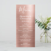 Roze Rose Goud Modern en Elegant Bruiloft Menu (Staand voorkant)