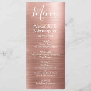 Roze Rose Goud Modern en Elegant Bruiloft Menu