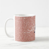Roze Rose Goud Navy Blauw Sparkle Glitter Monogram Koffiemok (Links)