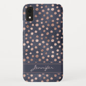 Roze Rose Goud - Navy Blue Polka Dot Pattern Case-Mate iPhone Case (Achterkant)