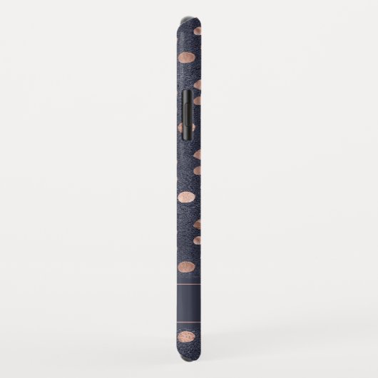 Roze Rose Goud - Navy Blue Polka Dot Pattern Case-Mate iPhone Case (Achterkant/rechts)
