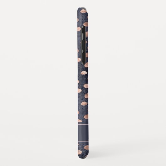 Roze Rose Goud - Navy Blue Polka Dot Pattern Case-Mate iPhone Case (Achterkant/links)