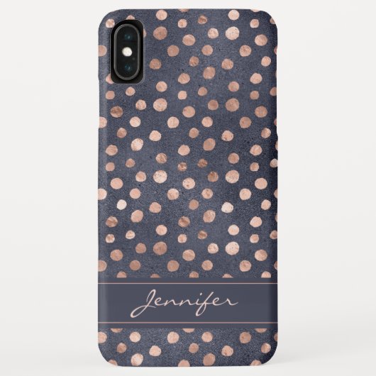 Roze Rose Goud - Navy Blue Polka Dot Pattern Case-Mate iPhone Case (Achterkant)