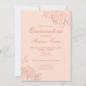 Roze Rose Goud Omtrek Bloemen Bloemen Bloemen Bloe Kaart (Voorkant)