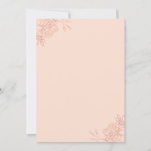 Roze Rose Goud Omtrek Bloemen Bloemen Bloemen Bloe Kaart (Achterkant)