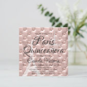 Roze Rose Goud Parijs Quinceañera Viering Kaart (Staand voorkant)